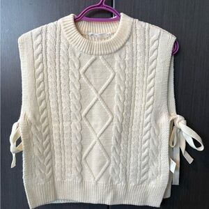 OAK + FORT Sleeveless Cable Knit Sweater Vest with Ties